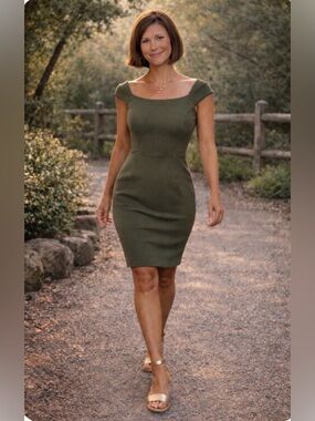 Calvin Klein Olive Cap-Sleeve Sheath Dress